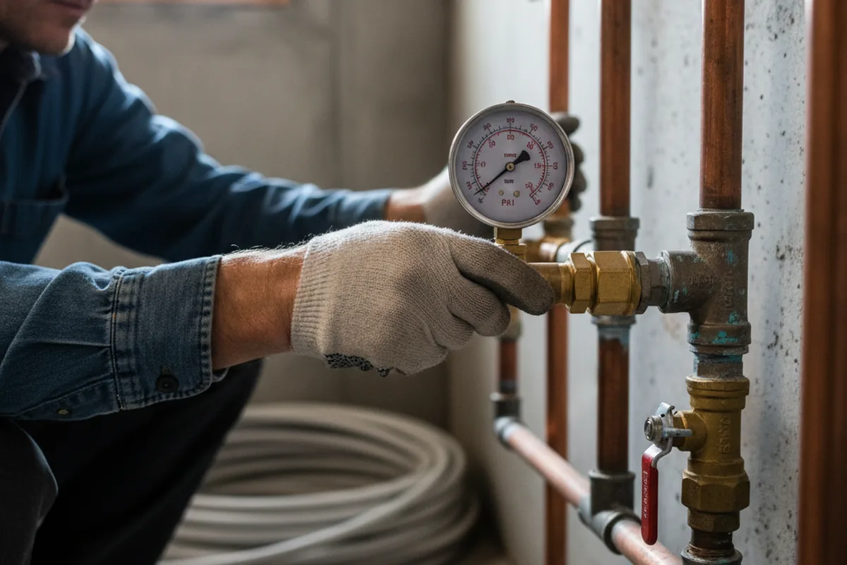 Pressure testing a repaired line during Water Line Repair in Maysville